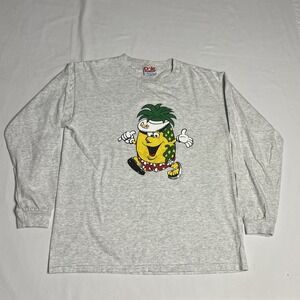 Vintage Dole Hawaii T-shirt Size M Hug a Pineapple Gray Logo Mascot Long Sleeve